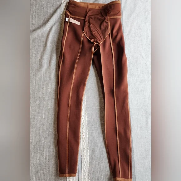 Spanx Faux Suede Pull Up Skinny Legging Pants Caramel Size XS Mid Rise Stretch - Picture 5 of 6